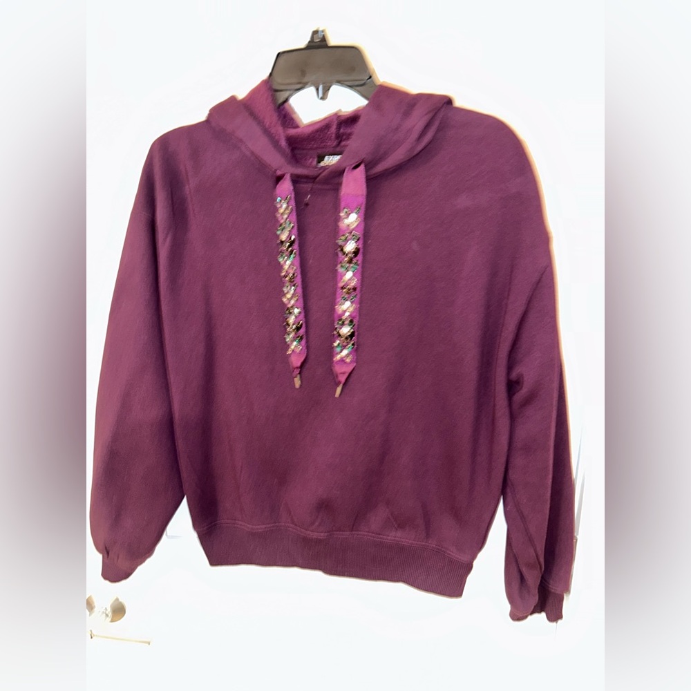 NWOT Express Plum Embellished Hoodie Sparkle Strings